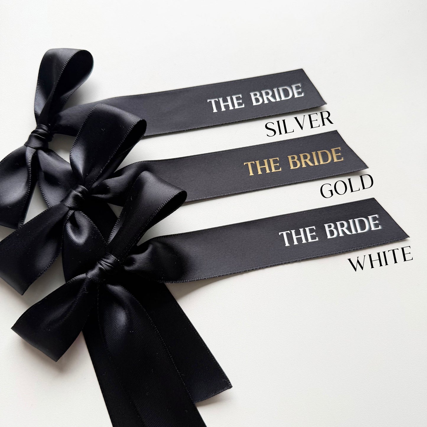 Pre Tied Black Satin Bow Place Names