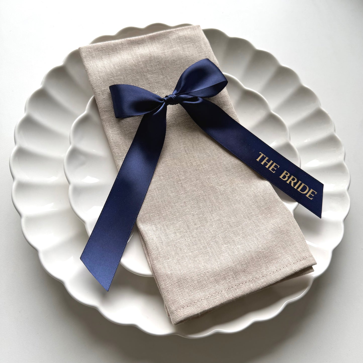 Pre Tied Navy Satin Bow Place Names