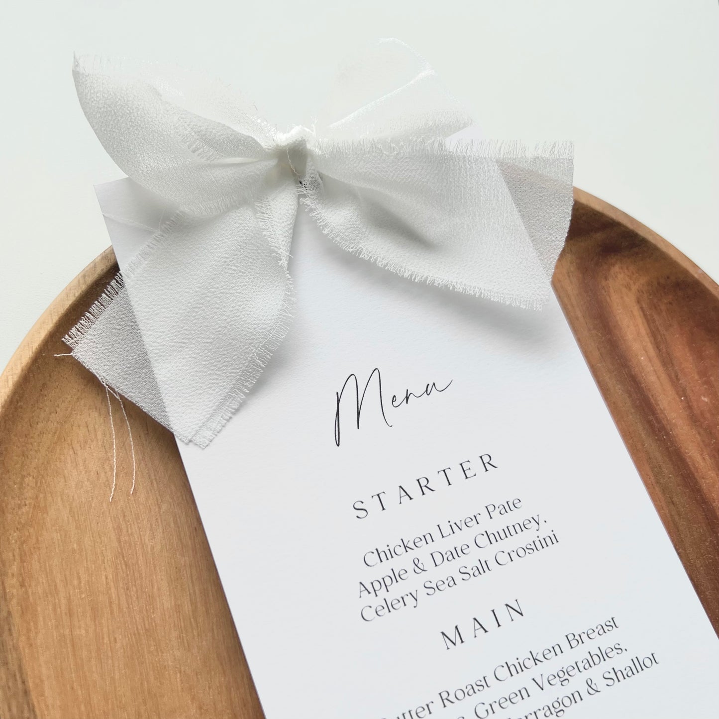 Poppy Menu Card With White Bow