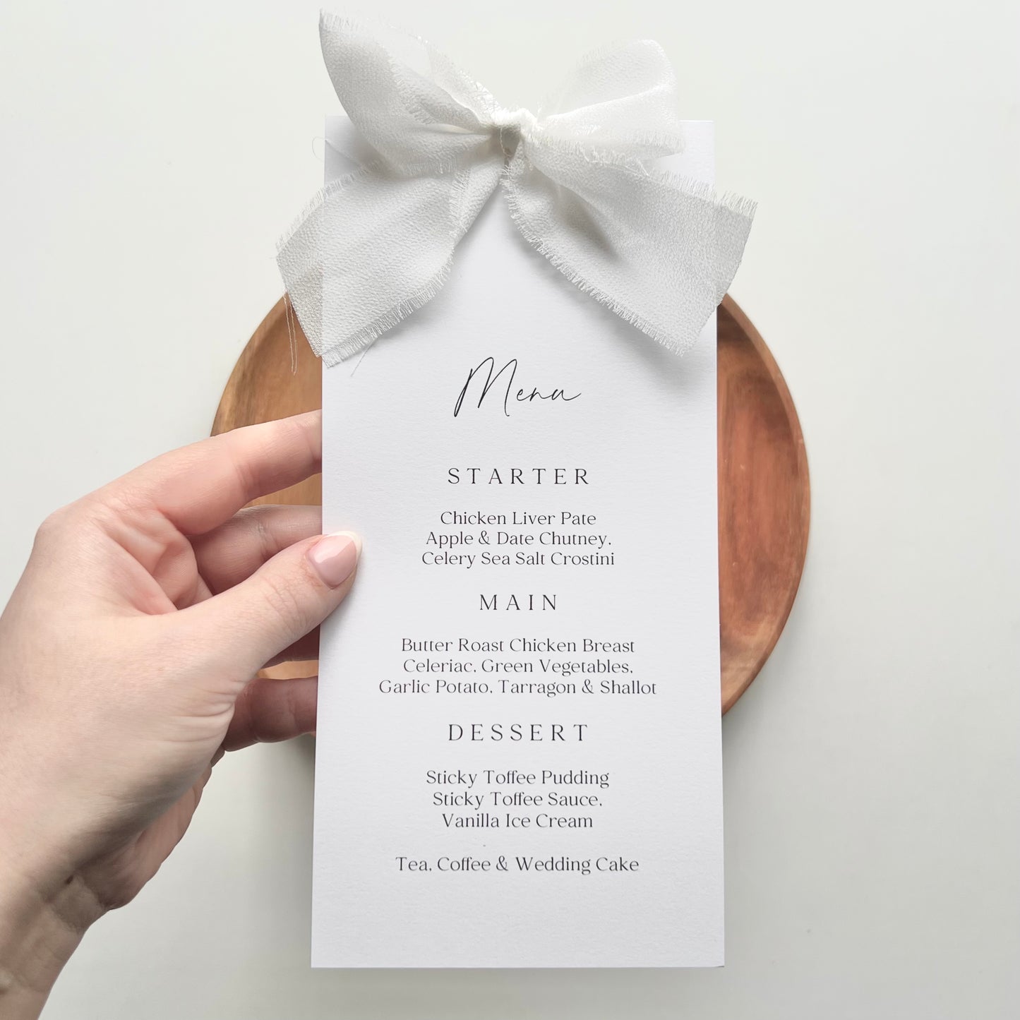 Poppy Menu Card With White Bow