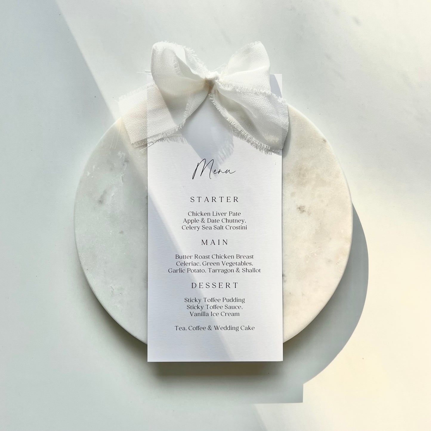 Poppy Menu Card With White Bow