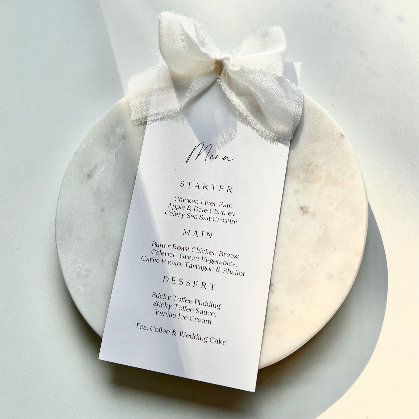 Poppy Menu Card With White Bow