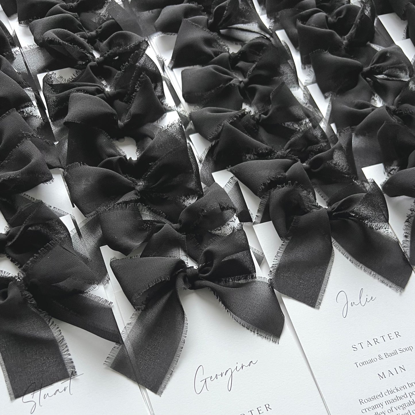 Poppy Menu Place Card With Black Bow