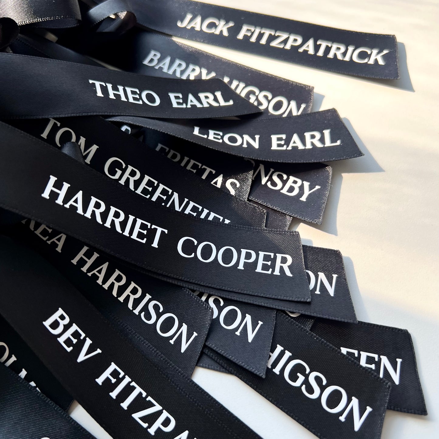 Pre Tied Black Satin Bow Place Names