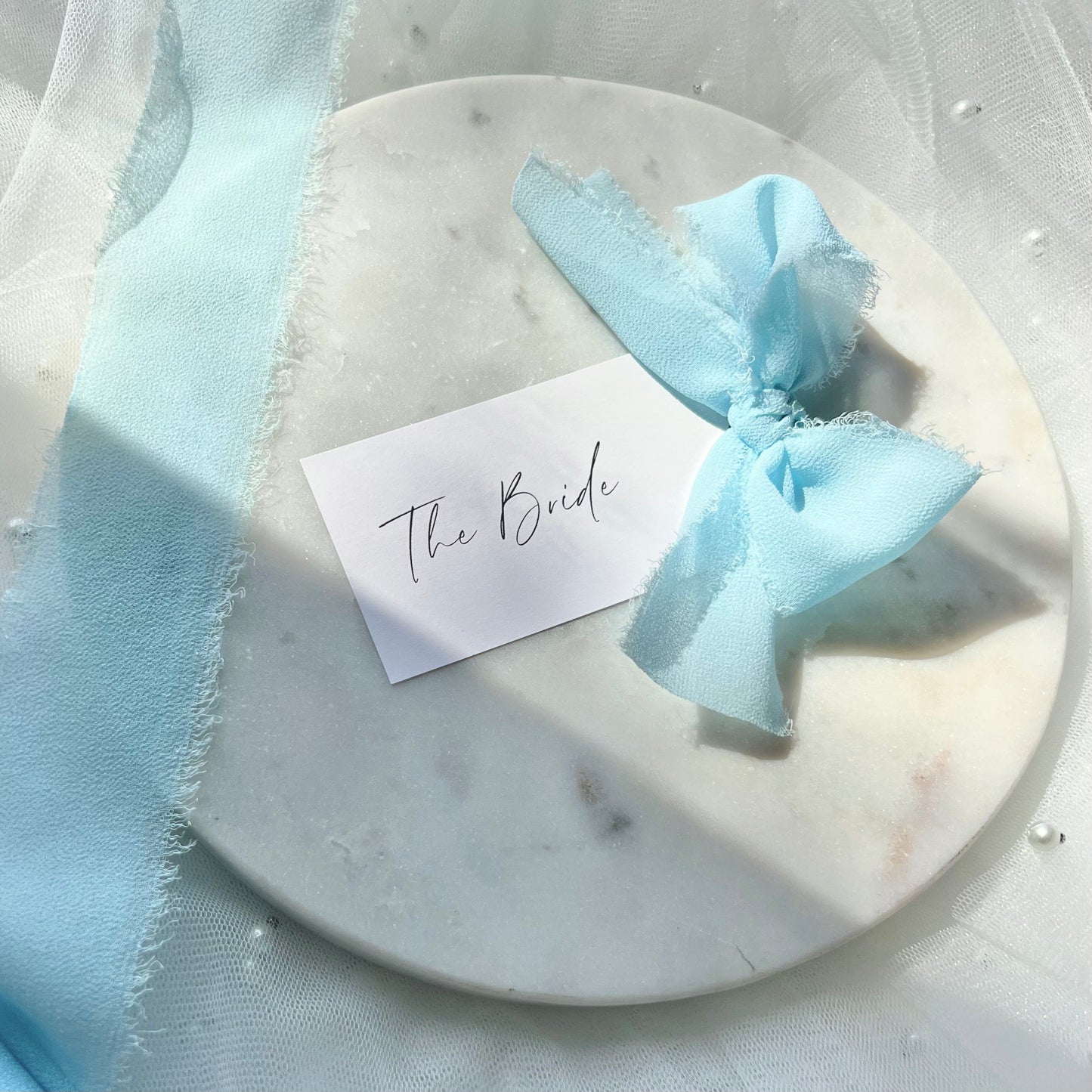 Poppy Place Card With Blue Bow