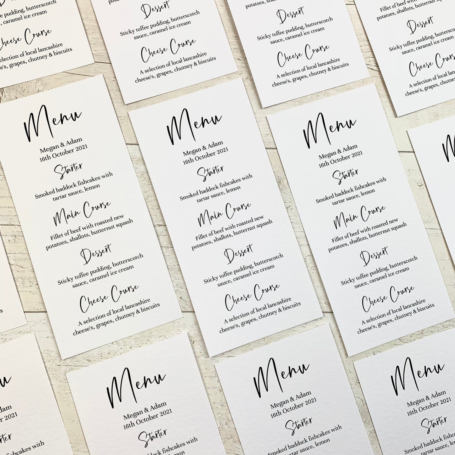 Amelia Menu Cards