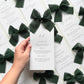 Poppy Menu Place Card With Dark Green Bow
