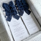 Poppy Menu Place Card With Navy Blue Bow