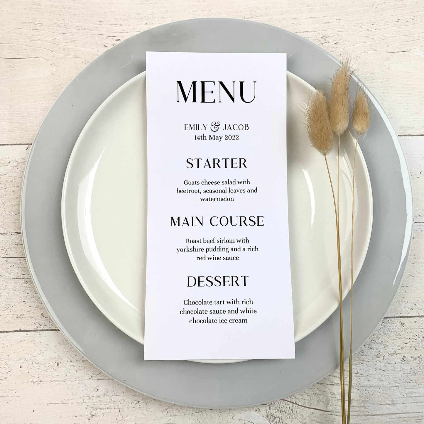 Sarah Menu Cards