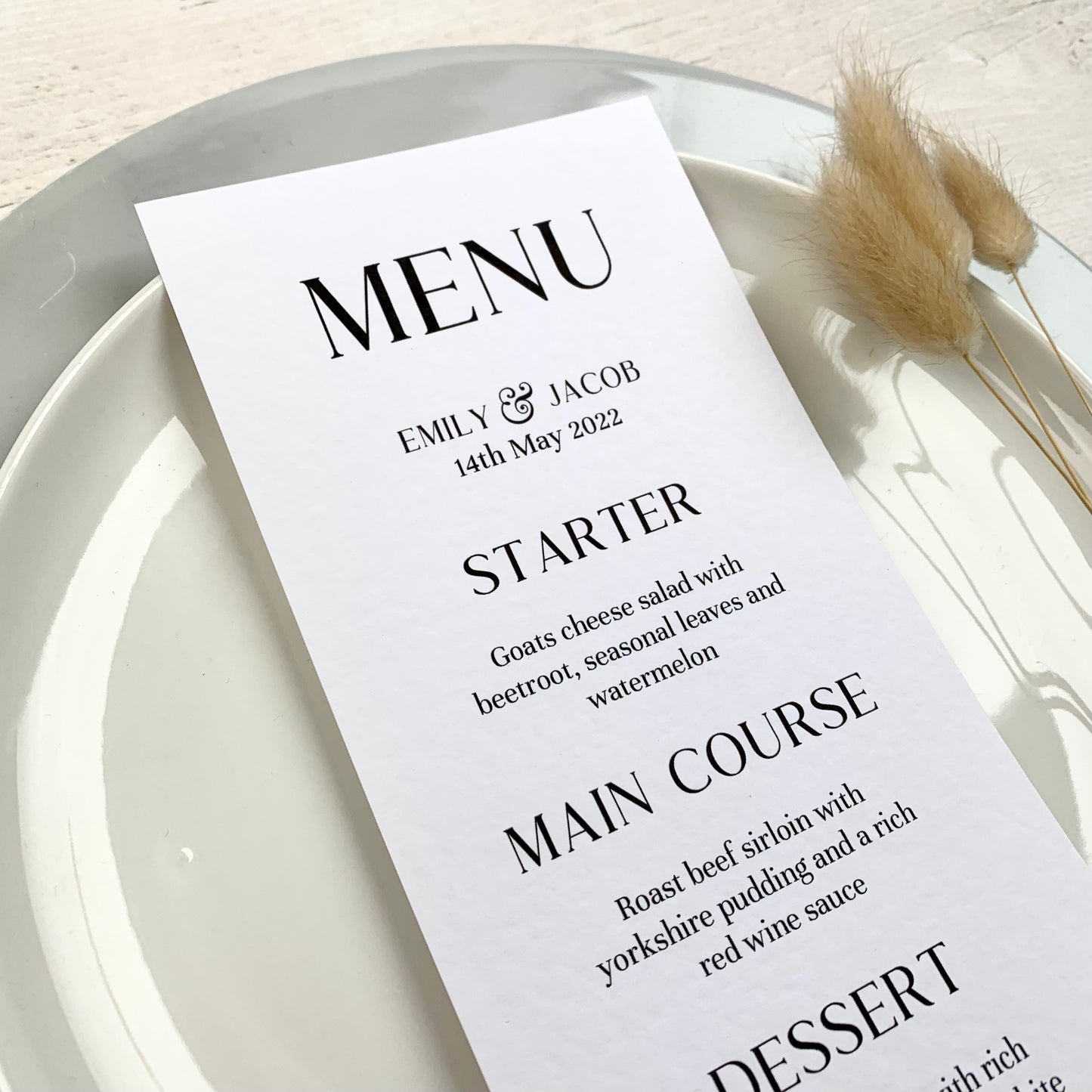 Sarah Menu Cards