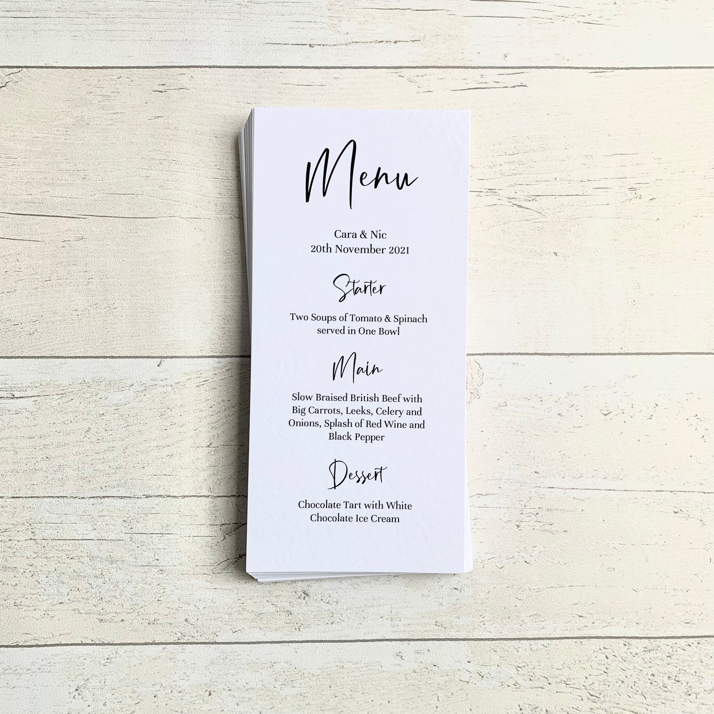 Amelia Menu Cards