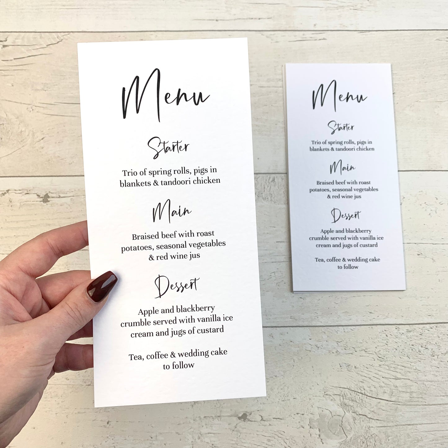 Amelia Menu Cards