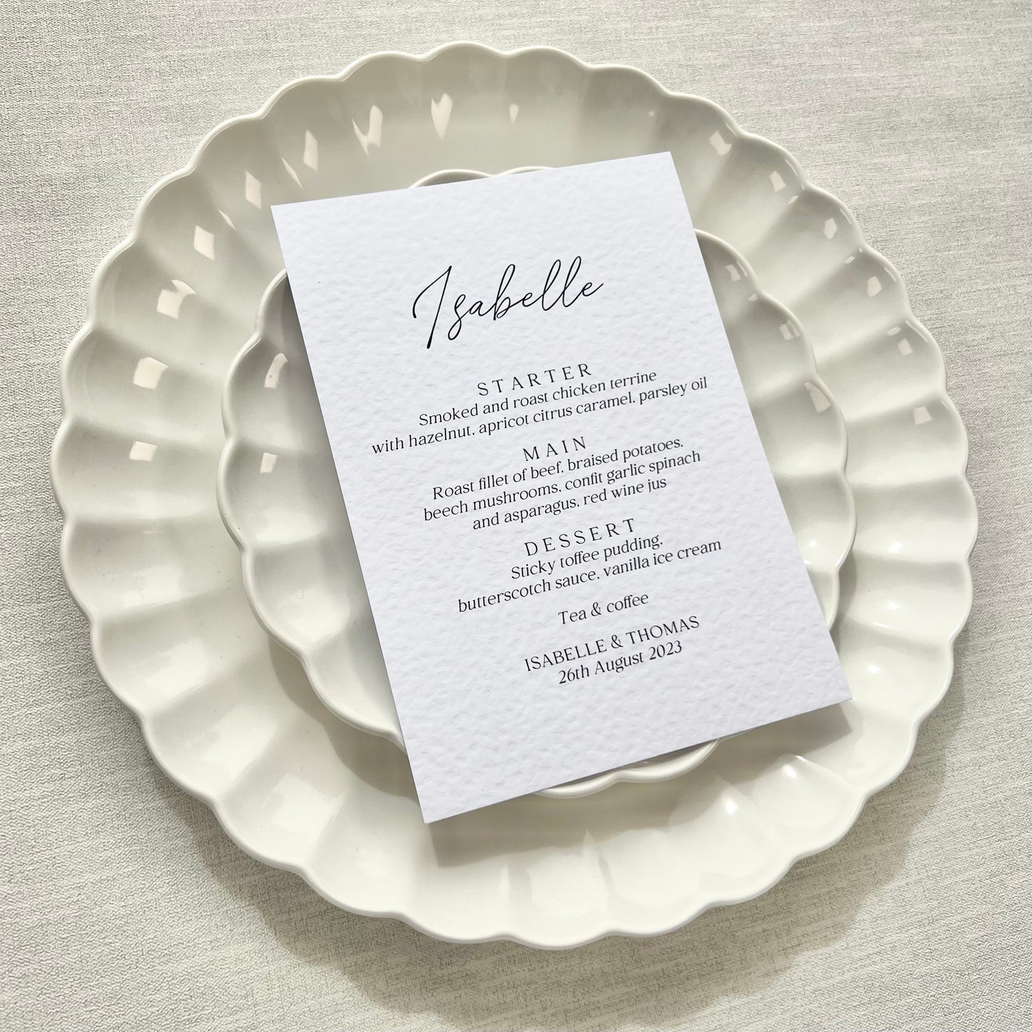 5x7 Isabelle Menu Place Cards