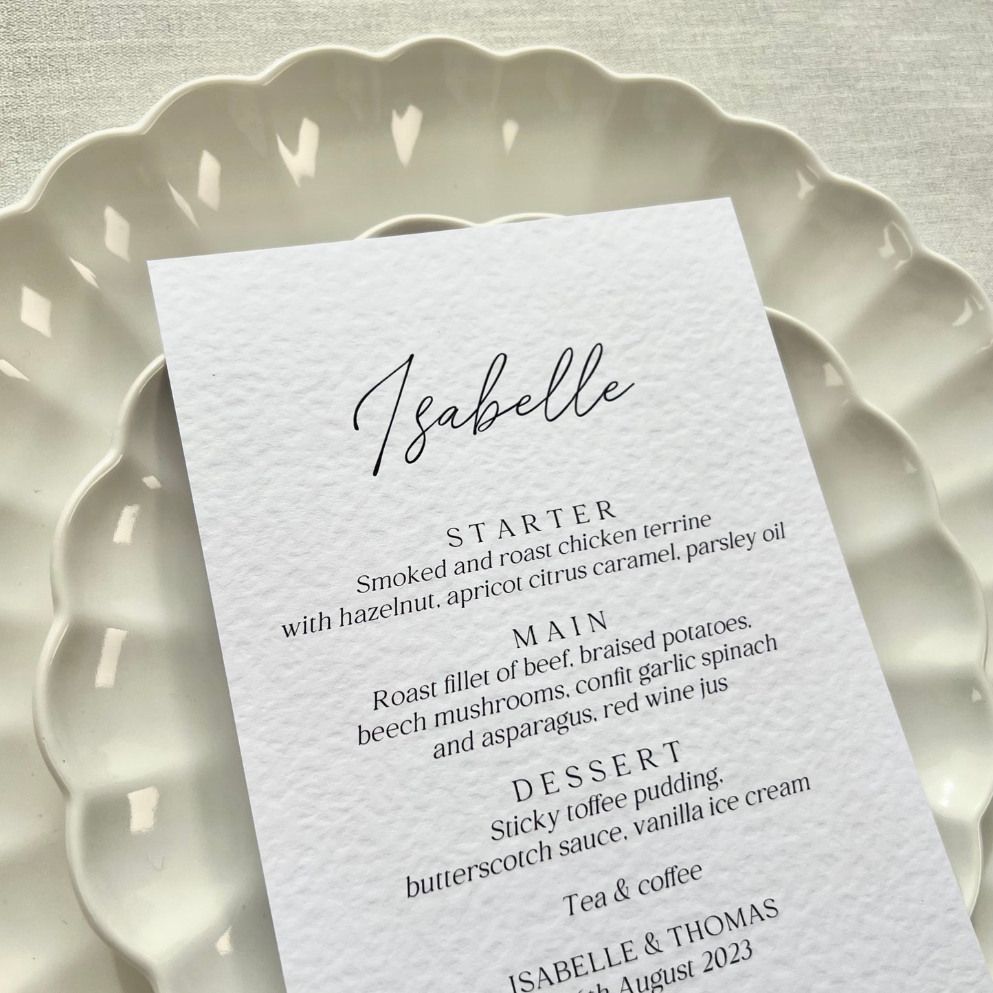 5x7 Isabelle Menu Place Cards