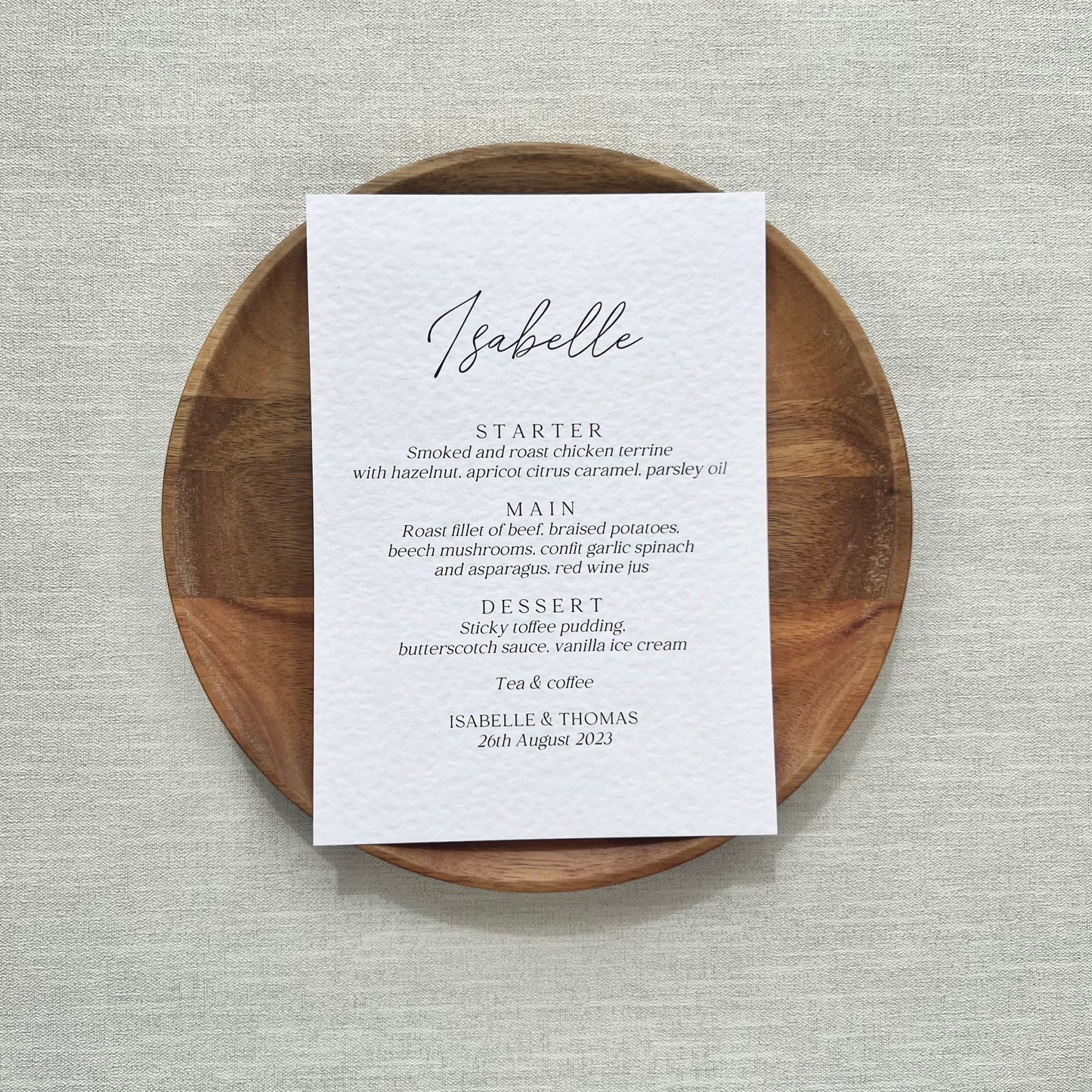 5x7 Isabelle Menu Place Cards