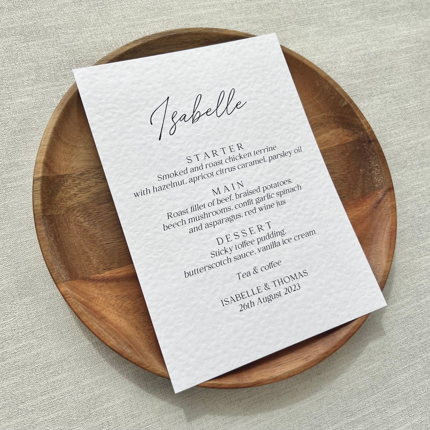 5x7 Isabelle Menu Place Cards