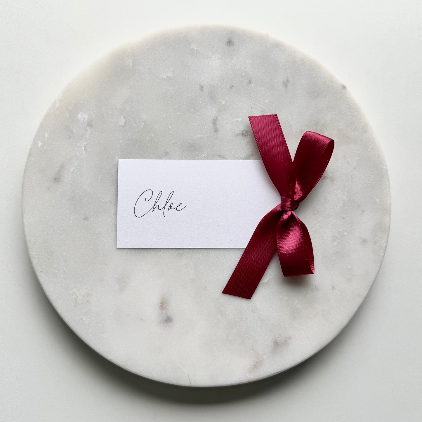 Chloe Place Card With Burgundy Bow