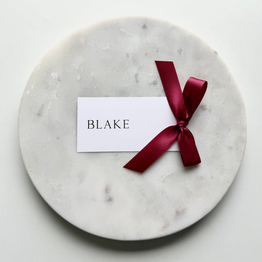 Blake Place Card With Burgundy Bow