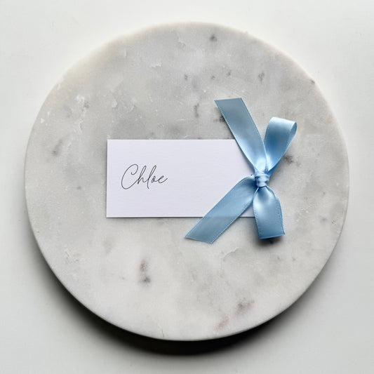 Chloe Place Card With Light Blue Bow