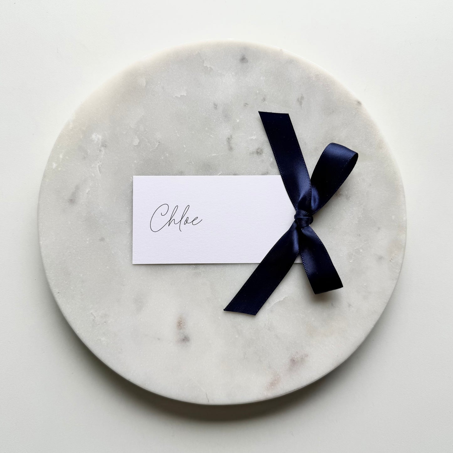 Chloe Place Card With Navy Blue Bow