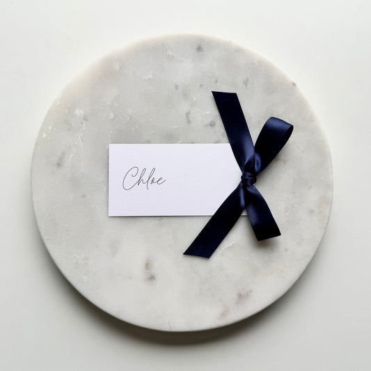 Chloe Place Card With Navy Blue Bow