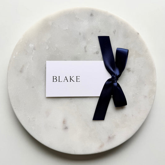 Blake Place Card With Navy Blue Bow