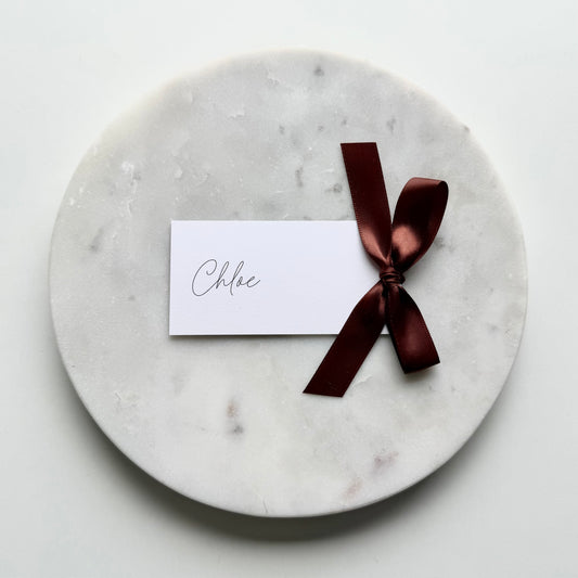 Chloe Place Card With Chocolate Brown Bow