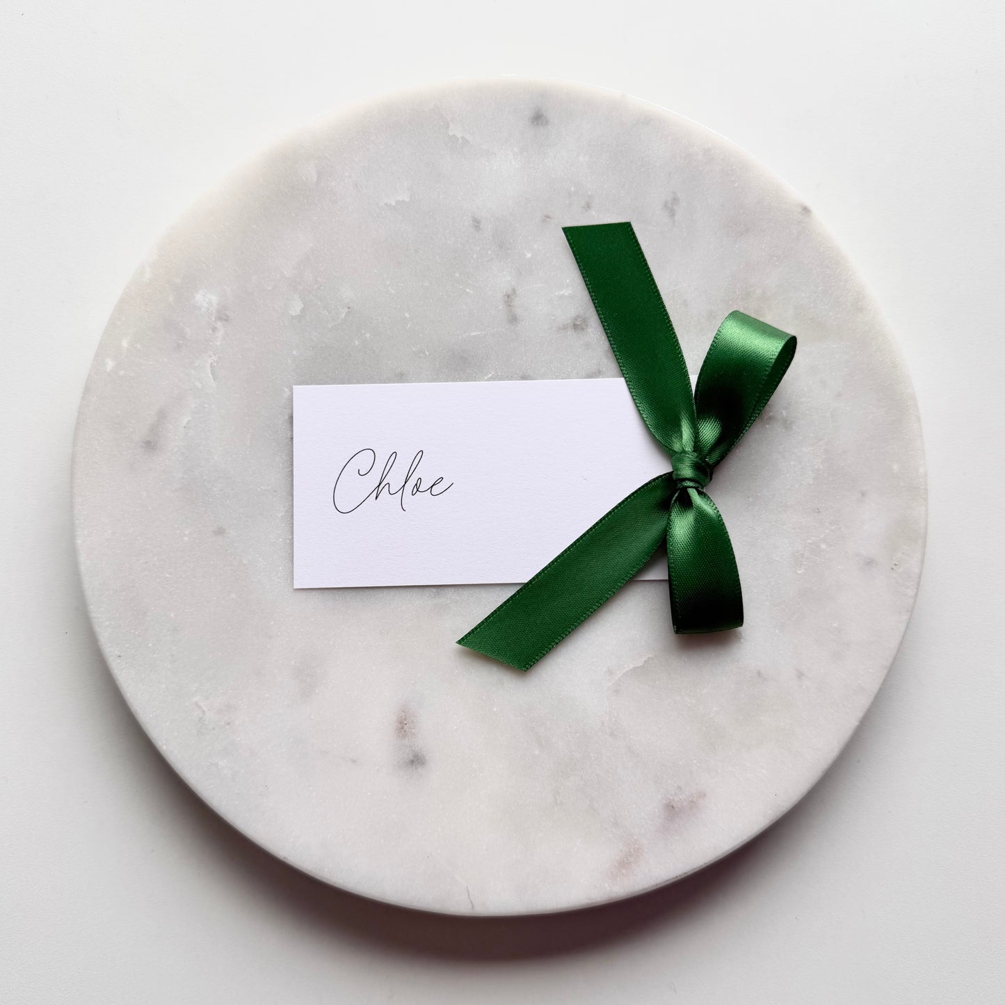Chloe Place Card With Emerald Green Bow