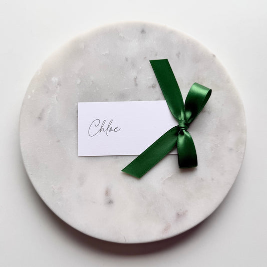 Chloe Place Card With Emerald Green Bow