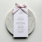 Chloe Menu Place Card With Light Pink Bow