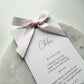 Chloe Menu Place Card With Light Pink Bow