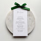 Chloe Menu Place Card With Emerald Green Bow