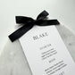 Blake Menu Place Card With Black Bow