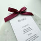 Blake Menu Place Card With Burgundy Bow