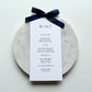 Blake Menu Place Card With Navy Blue Bow