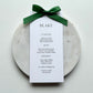 Blake Menu Place Card With Emerald Green Bow