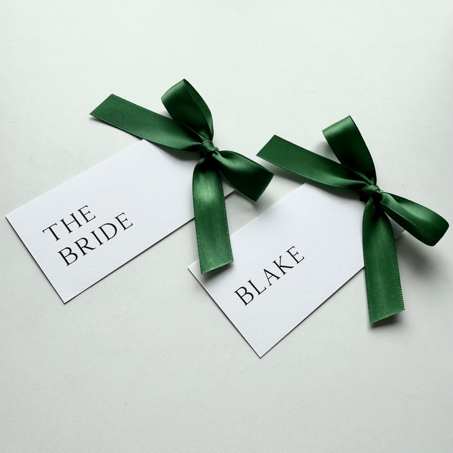 Blake Place Card With Emerald Green Bow