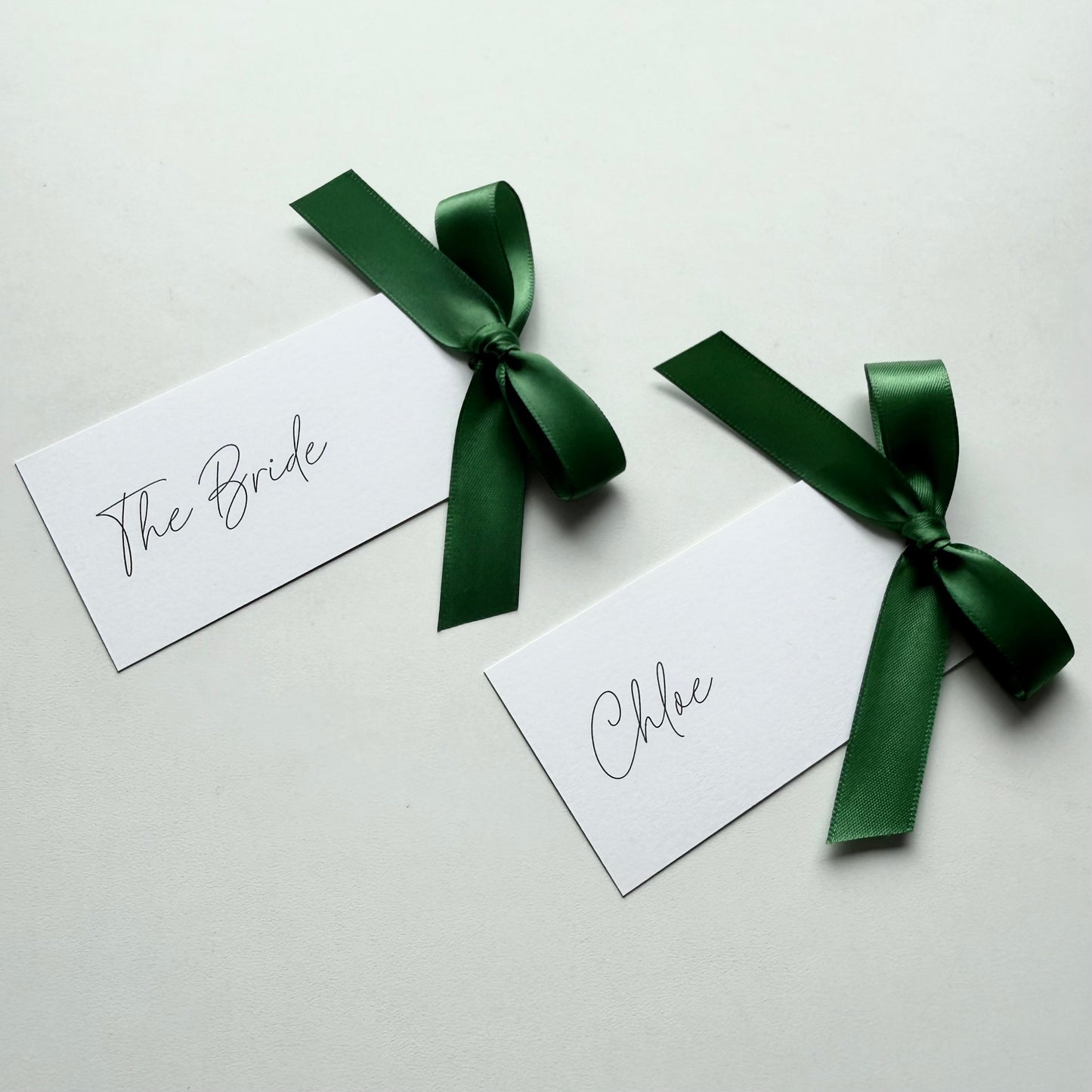 Chloe Place Card With Emerald Green Bow