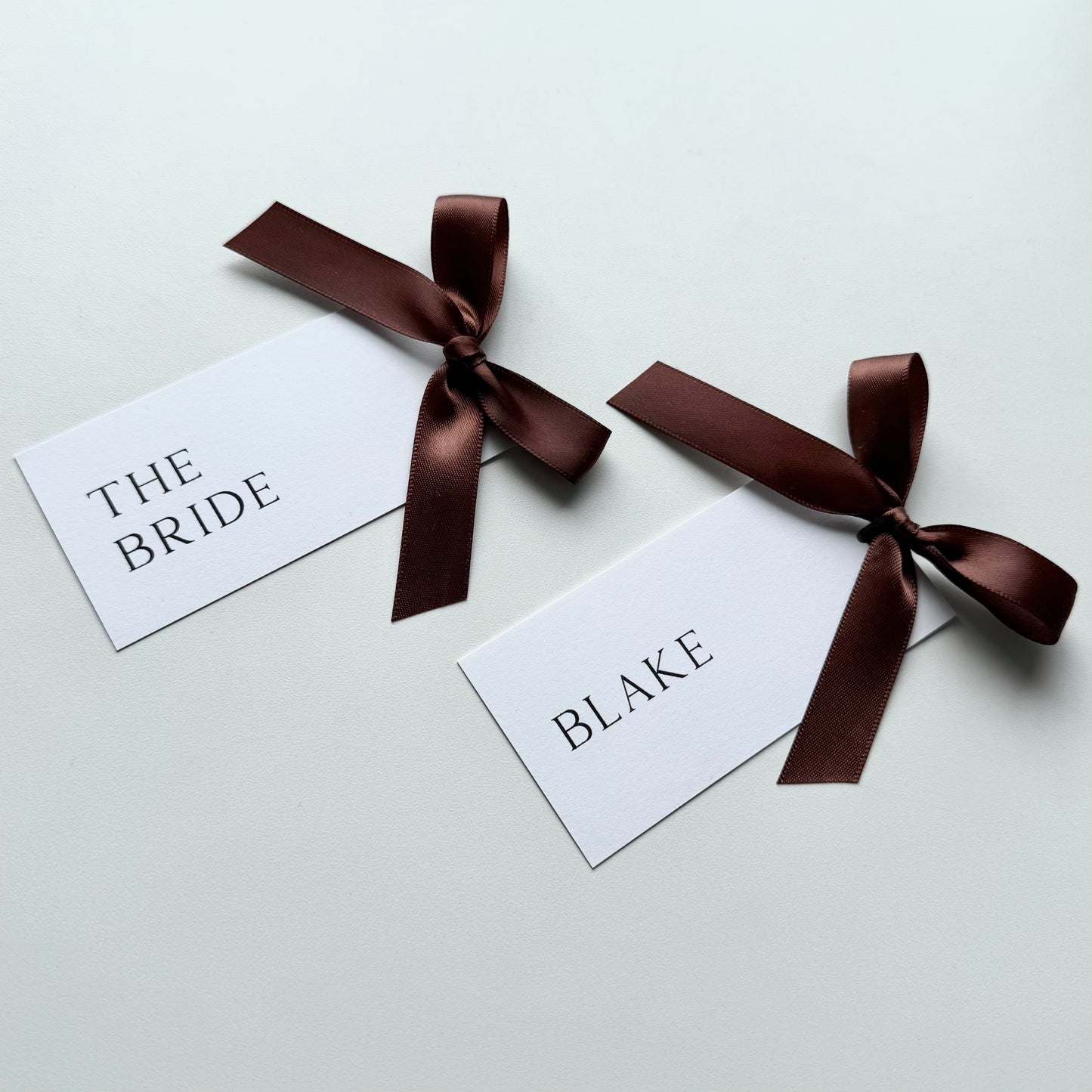 Blake Place Card With Chocolate Brown Bow