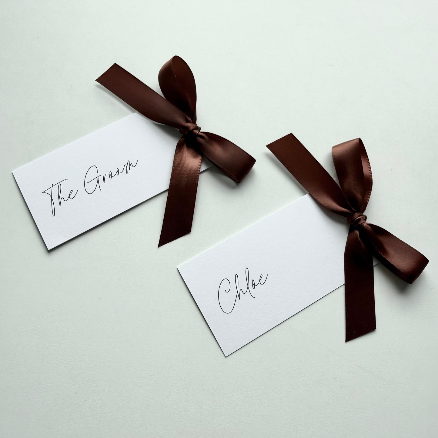 Chloe Place Card With Chocolate Brown Bow