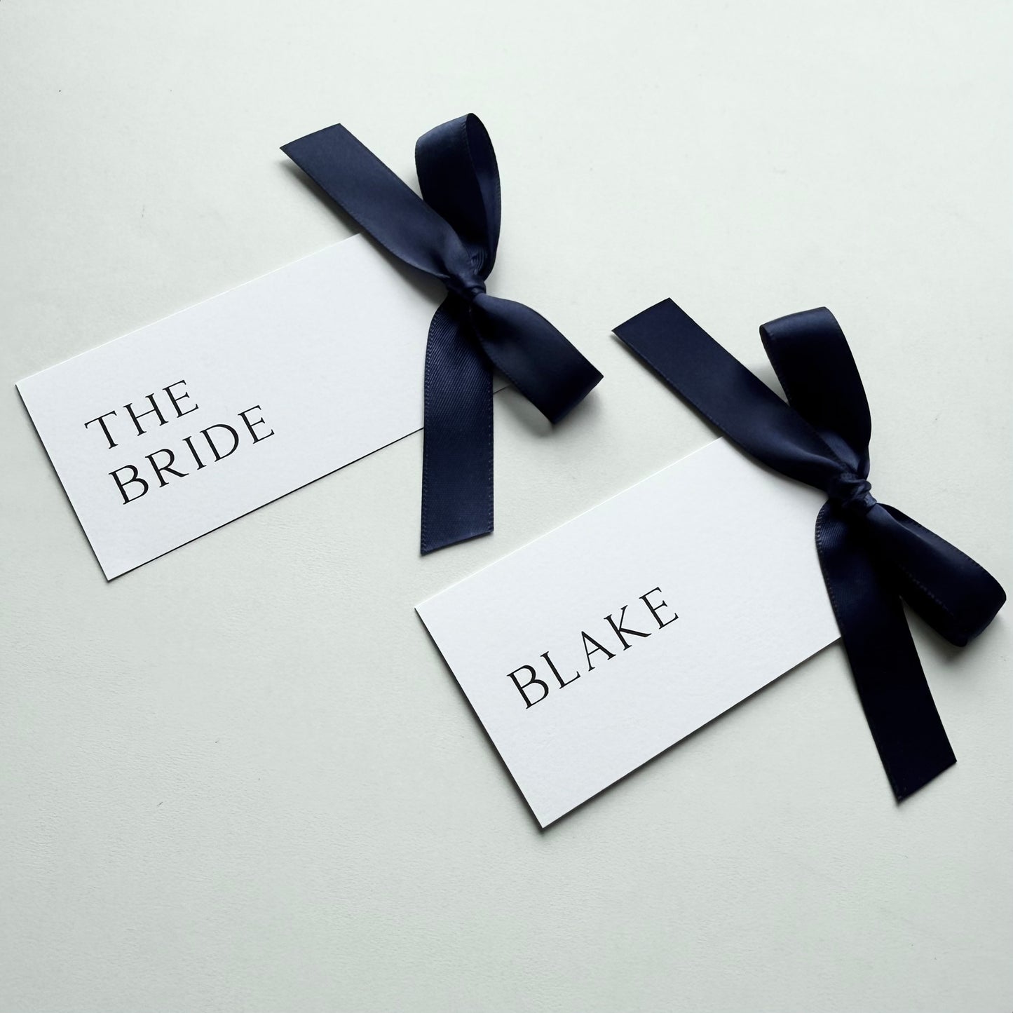 Blake Place Card With Navy Blue Bow