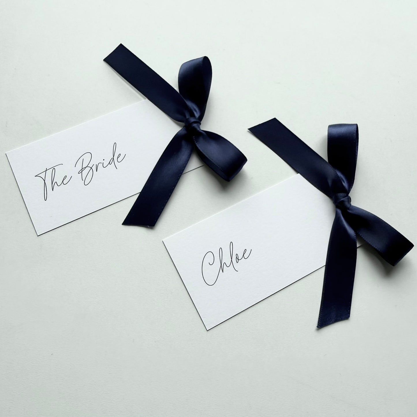 Chloe Place Card With Navy Blue Bow