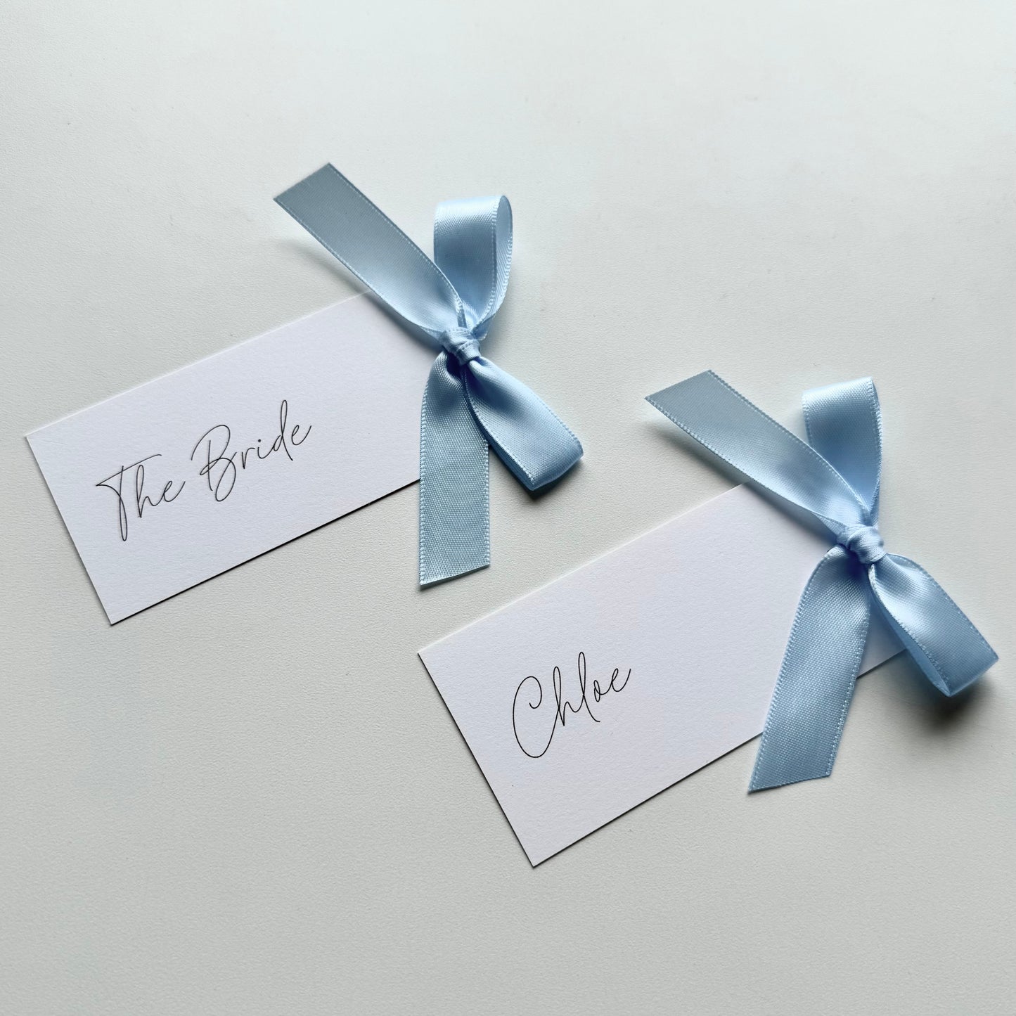Chloe Place Card With Light Blue Bow