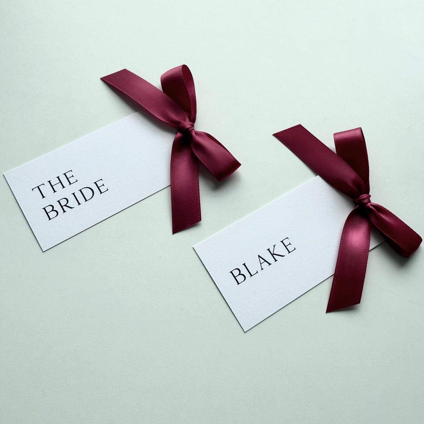 Blake Place Card With Burgundy Bow