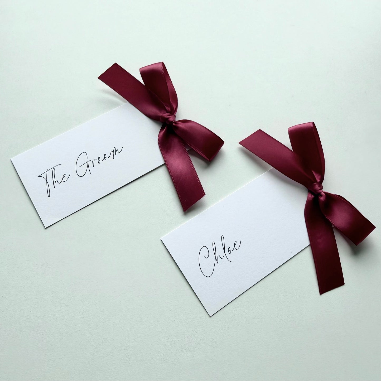 Chloe Place Card With Burgundy Bow
