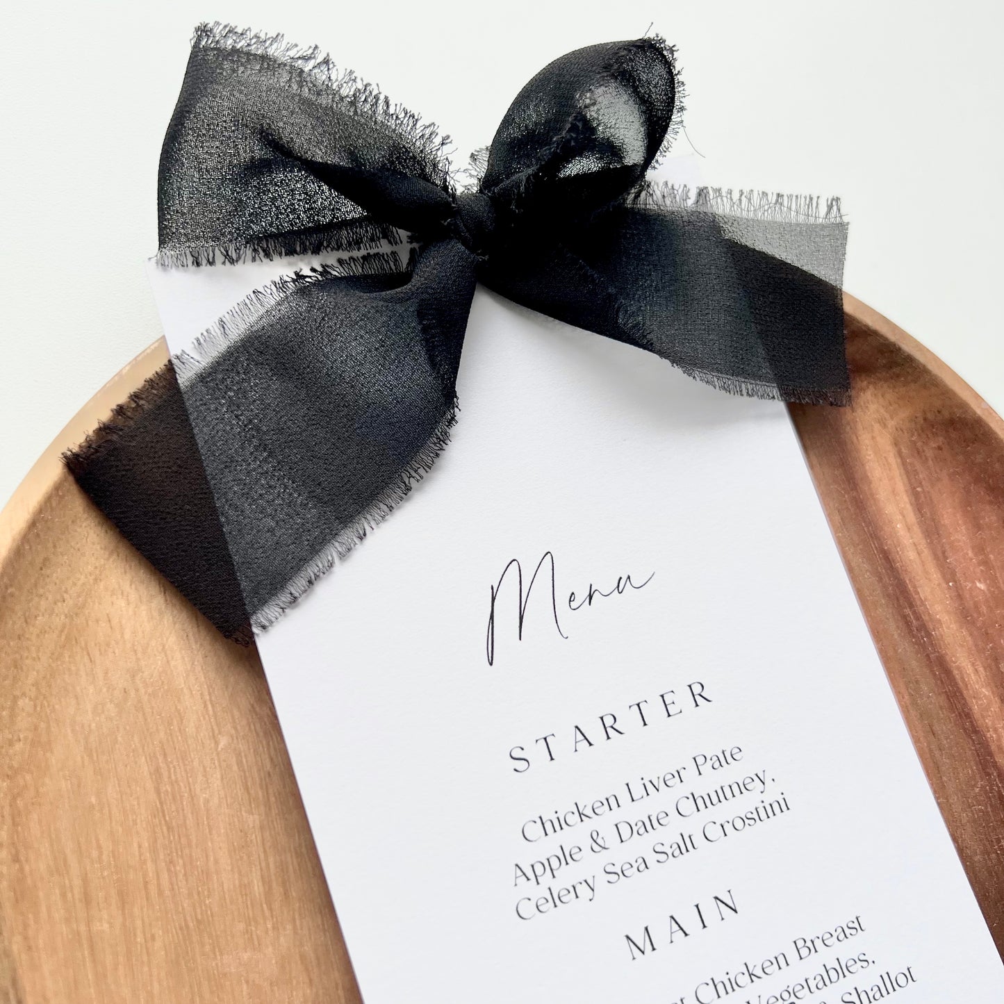 Poppy Menu Card With Black Bow