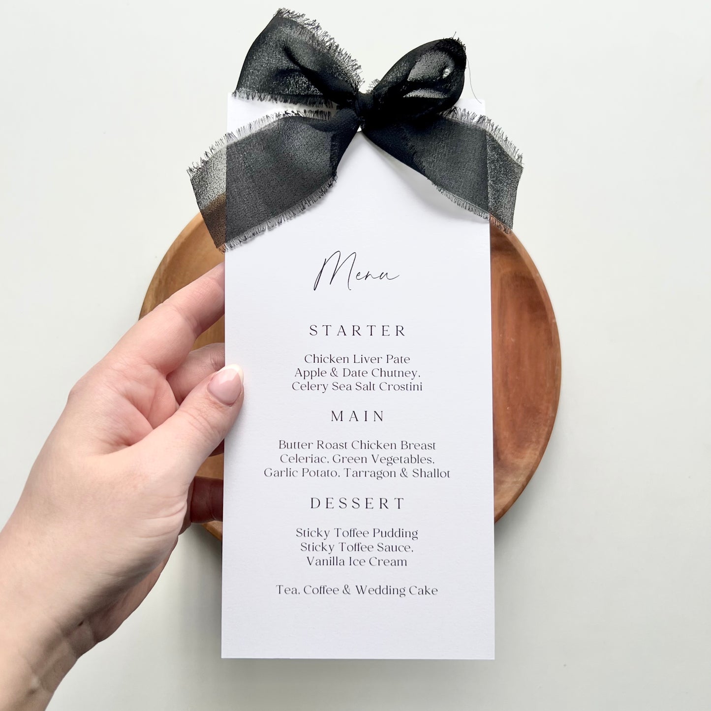 Poppy Menu Card With Black Bow