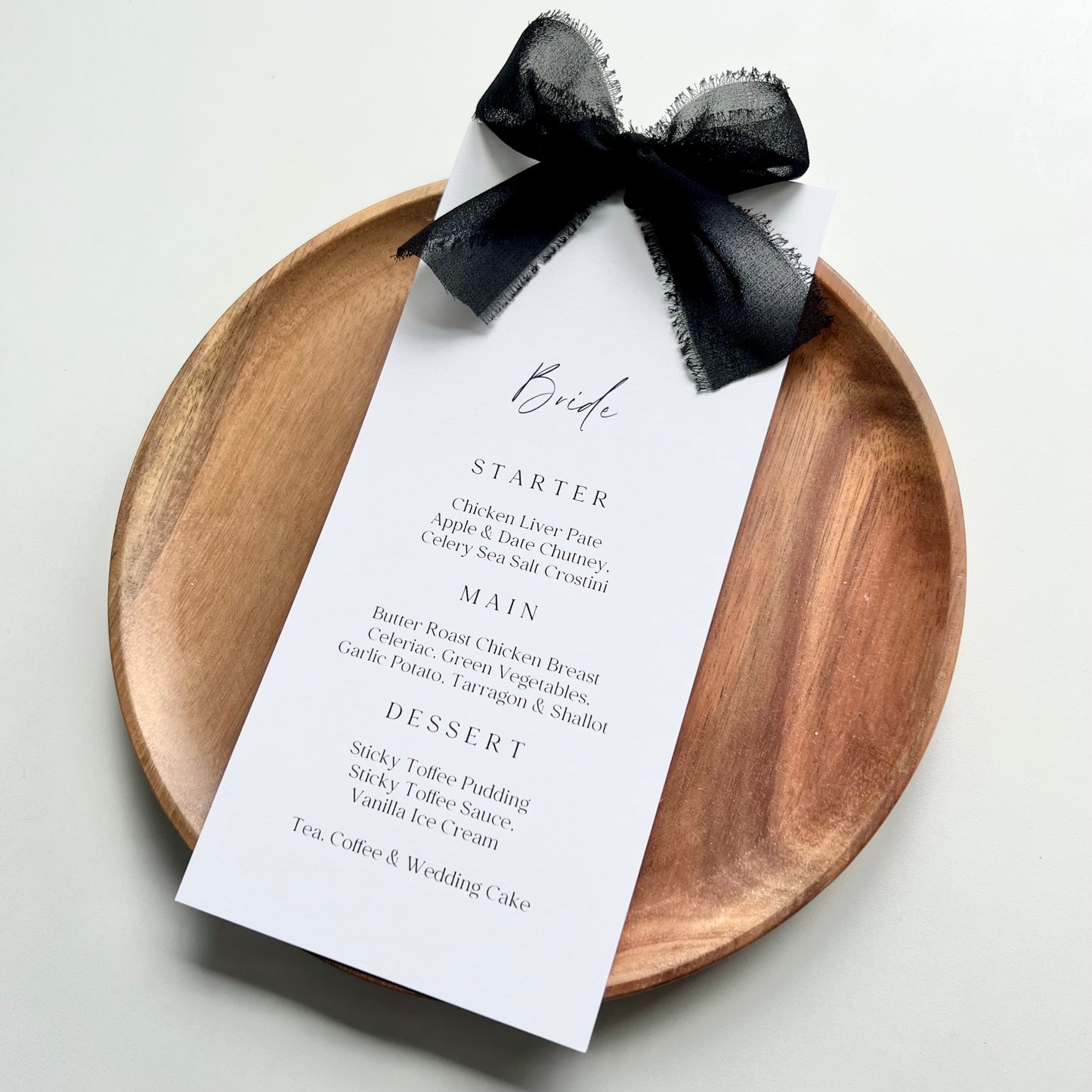 Poppy Menu Place Card With Black Bow