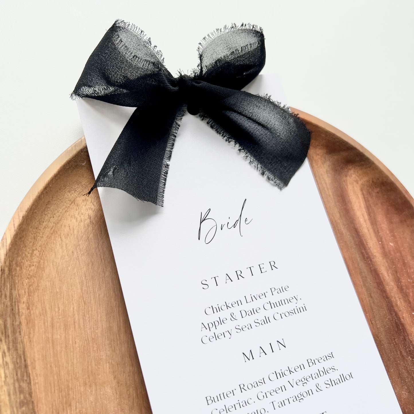 Poppy Menu Place Card With Black Bow