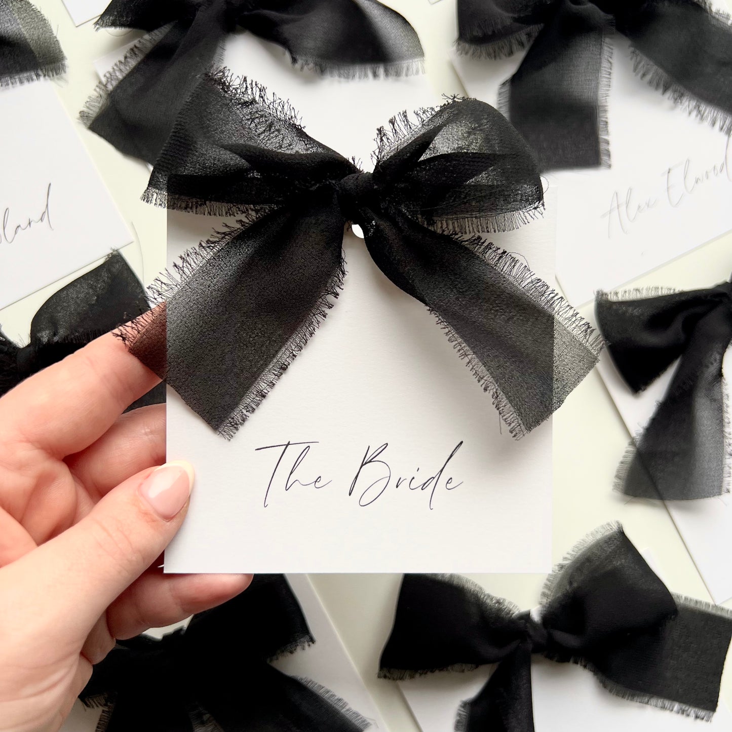 Square Poppy Place Card With Black Bow